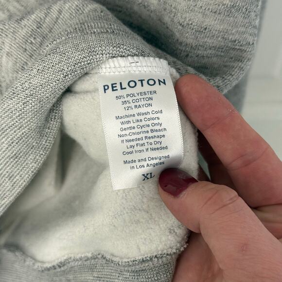 Peloton Piped Crewneck Pullover Gray Cotton Blend Lightweight Sweater New XL - Picture 9 of 10